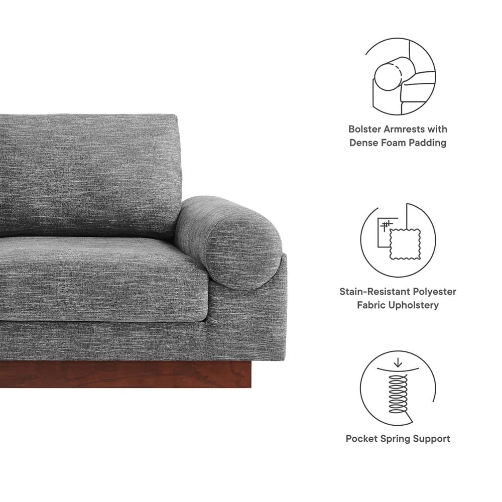 Oasis Upholstered Fabric Sofa in Gray by Modway - Image 2