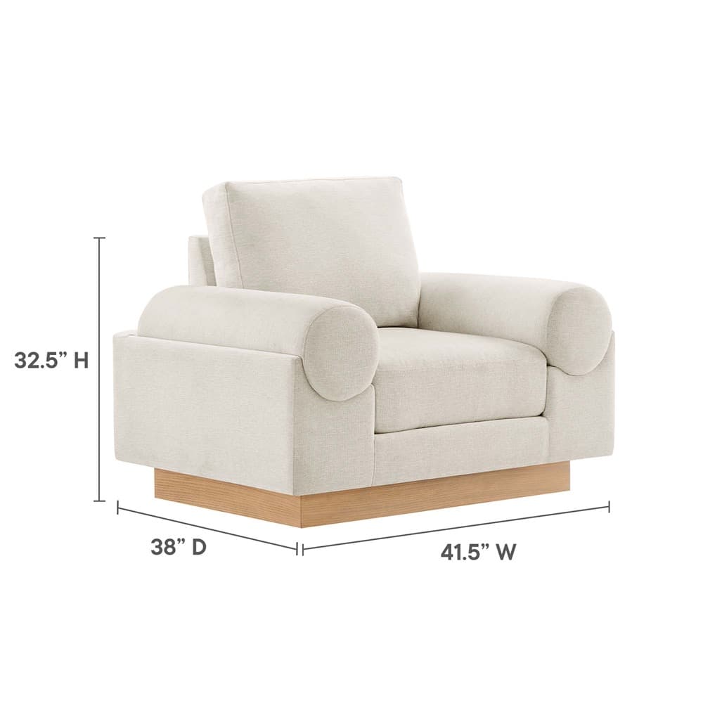 Oasis Upholstered Fabric Armchair in Ivory by Modway - Image 3