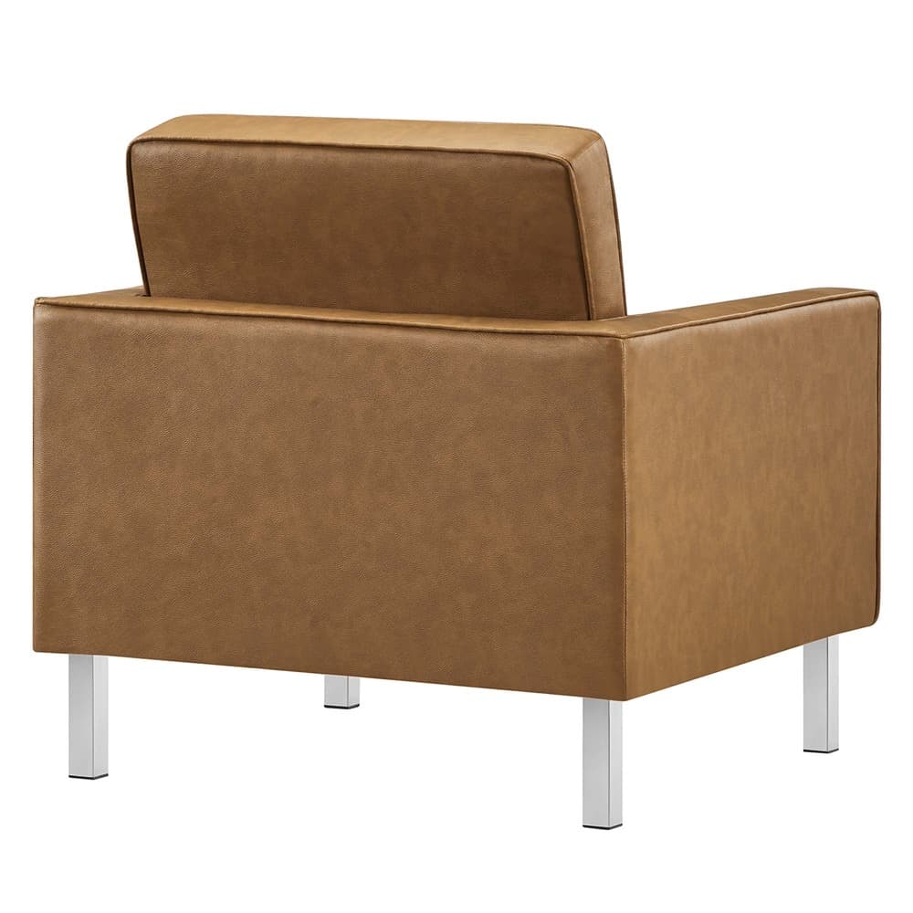 Loft Tufted Vegan Leather Armchair and Ottoman Set in Silver Tan by Modway - Image 6