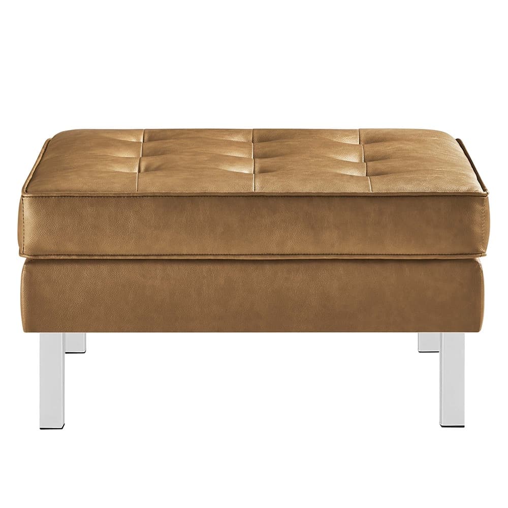 Loft Tufted Vegan Leather Armchair and Ottoman Set in Silver Tan by Modway - Image 8