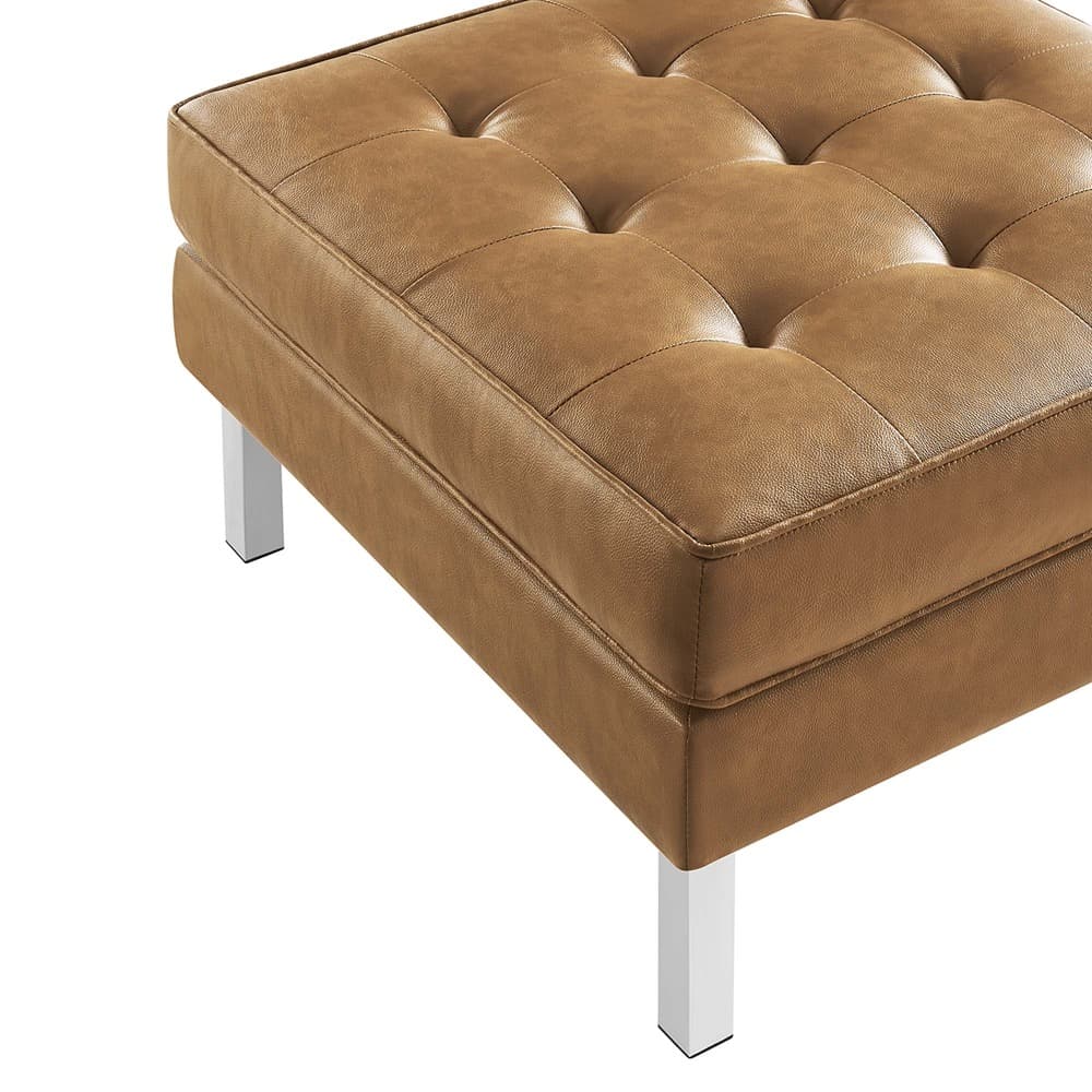 Loft Tufted Vegan Leather Armchair and Ottoman Set in Silver Tan by Modway - Image 9