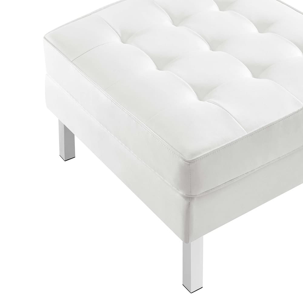 Loft Tufted Vegan Leather Armchair and Ottoman Set in Silver White by Modway - Image 9