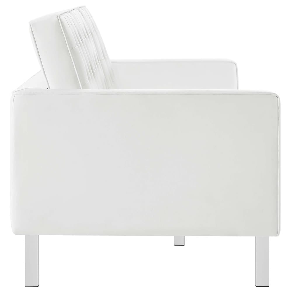 Loft Tufted Vegan Leather Sofa and Ottoman Set in Silver White by Modway - Image 5