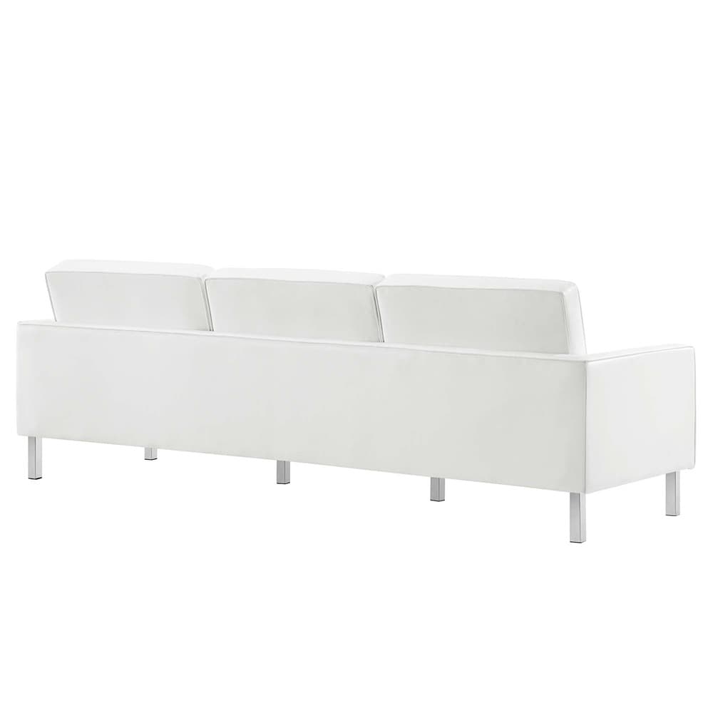 Loft Tufted Vegan Leather Sofa and Ottoman Set in Silver White by Modway - Image 6
