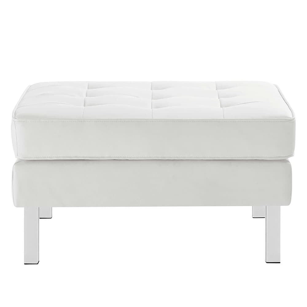 Loft Tufted Vegan Leather Sofa and Ottoman Set in Silver White by Modway - Image 8