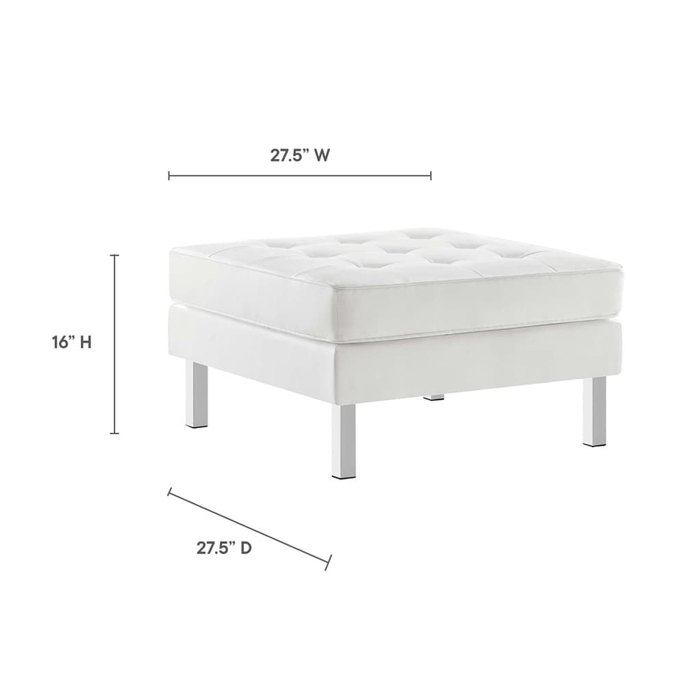 Loft Tufted Vegan Leather Sofa and Ottoman Set in Silver White by Modway - Image 4