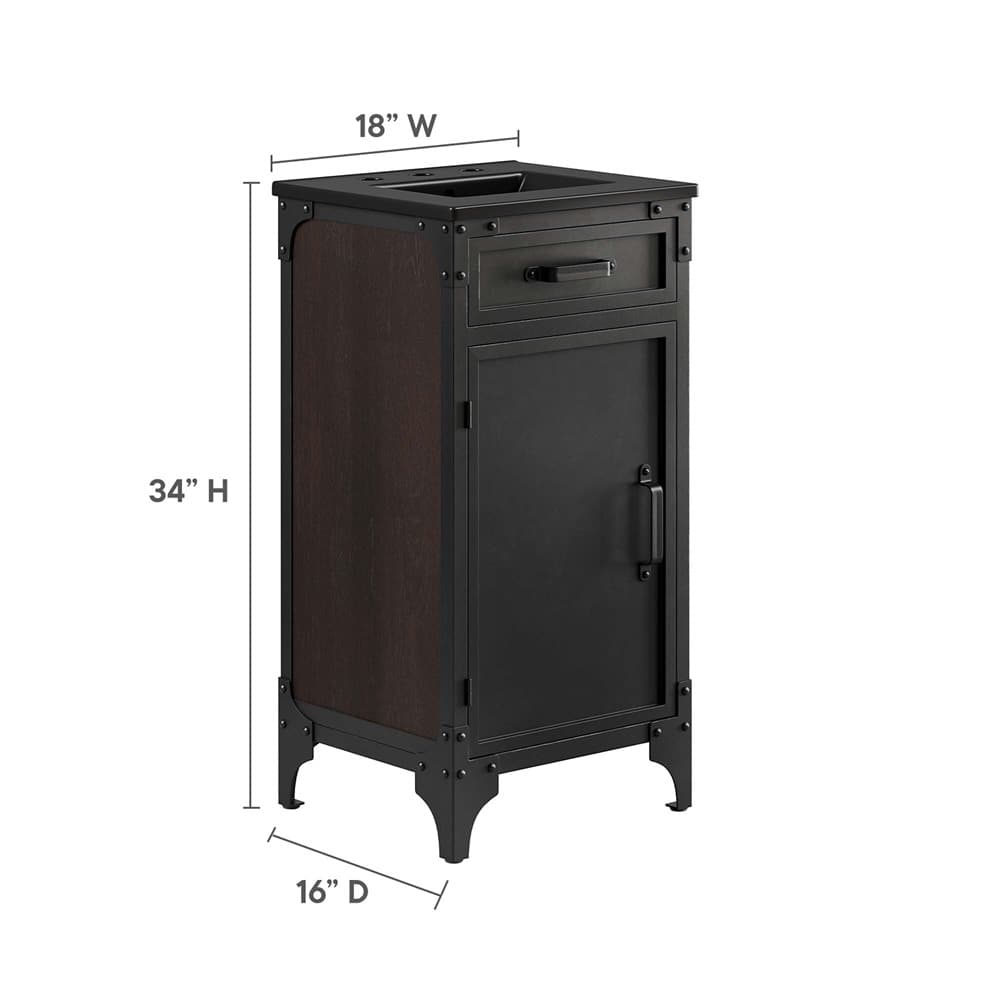 Steamforge 18" Bathroom Vanity in Black Black by Modway - Image 2