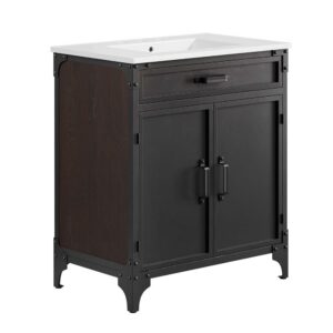 Steamforge 30" Bathroom Vanity in White Black by Modway