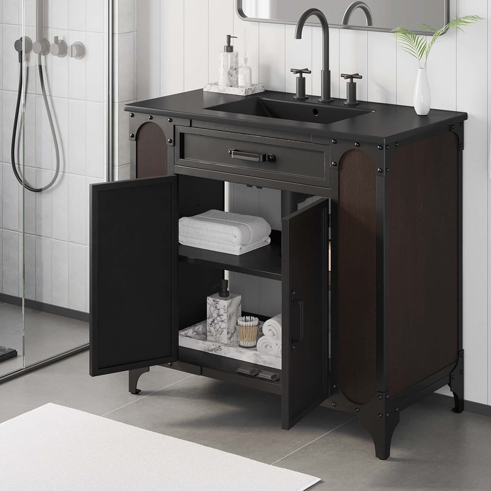 Steamforge 36" Bathroom Vanity in Black Black by Modway - Image 10