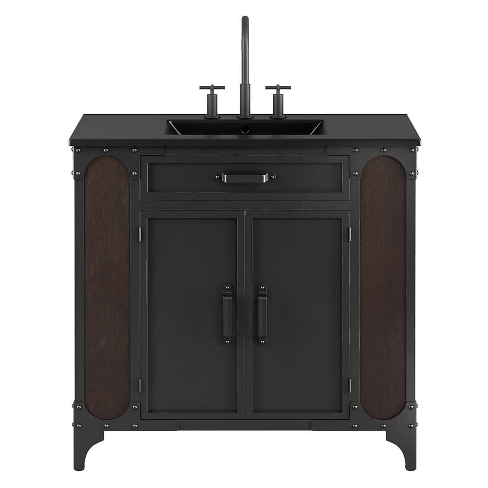 Steamforge 36" Bathroom Vanity in Black Black by Modway - Image 6