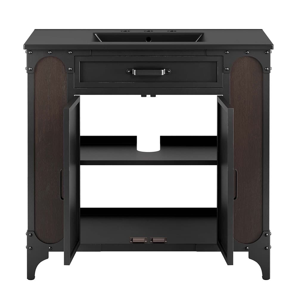 Steamforge 36" Bathroom Vanity in Black Black by Modway - Image 7