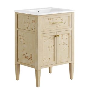 Elysian 24" Wood Bathroom Vanity in White Burl by Modway