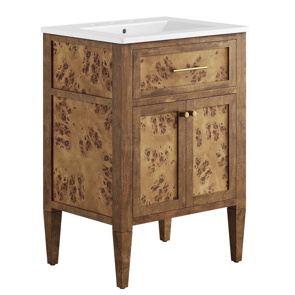 Elysian 24" Wood Bathroom Vanity in White Brown by Modway