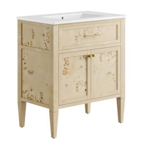 Elysian 30" Wood Bathroom Vanity in White Burl by Modway