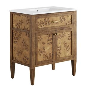 Elysian 30" Wood Bathroom Vanity in White Brown by Modway