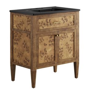 Elysian 30" Wood Bathroom Vanity in Black Brown by Modway