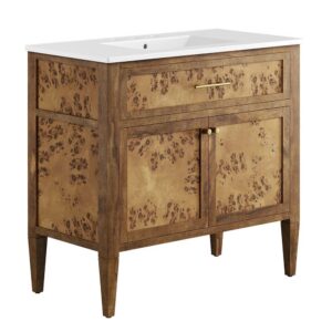 Elysian 36" Wood Bathroom Vanity in White Brown by Modway