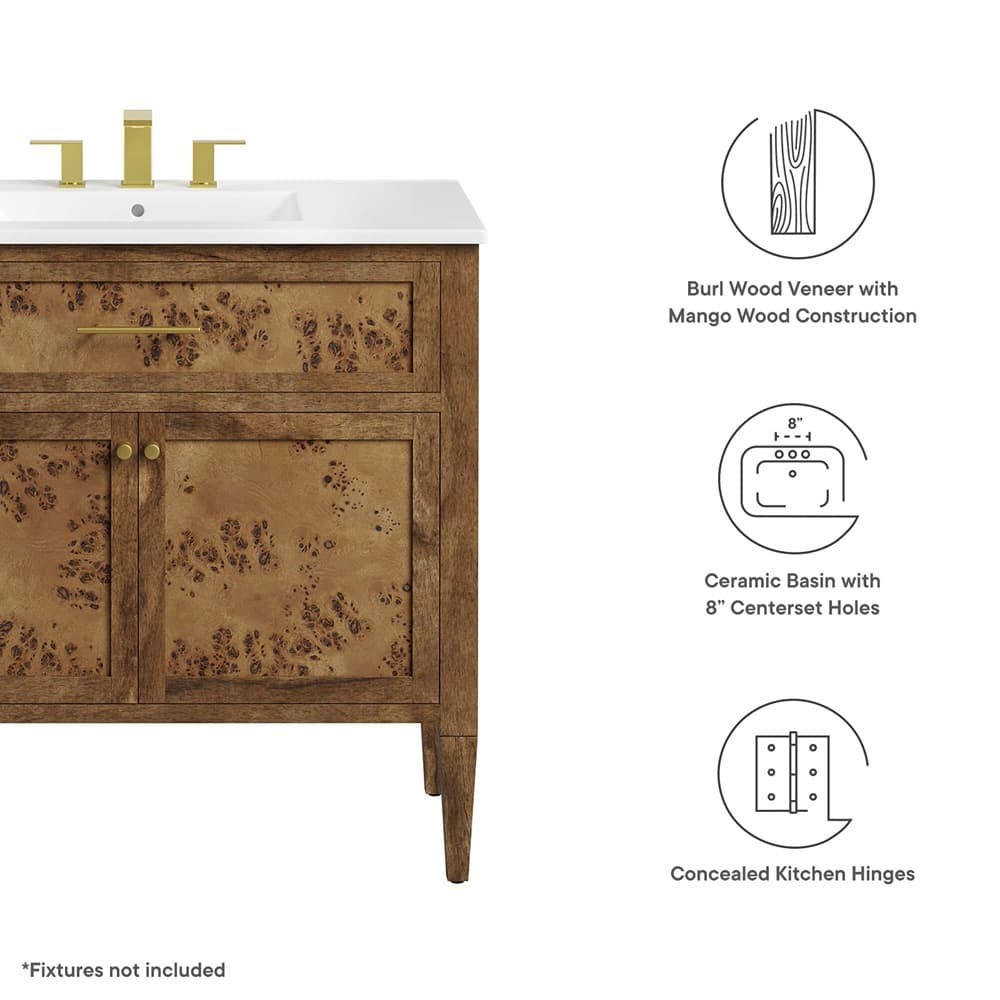 Elysian 36" Wood Bathroom Vanity in White Brown by Modway - Image 2