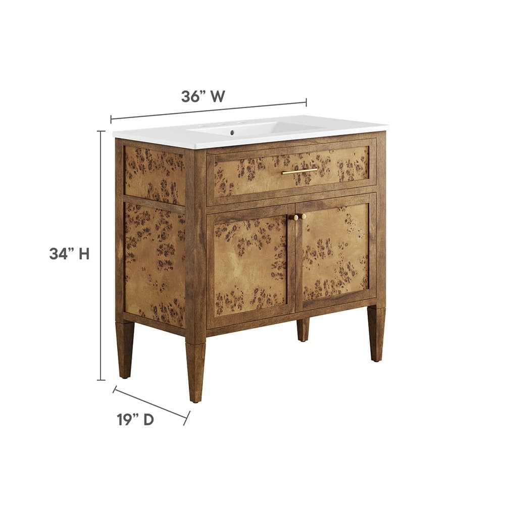 Elysian 36" Wood Bathroom Vanity in White Brown by Modway - Image 4