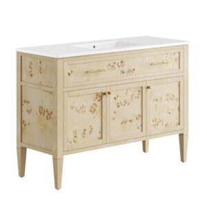 Elysian 48" Wood Single Sink Bathroom Vanity in White Burl by Modway