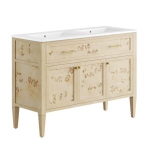 Elysian 48" Double Sink Bathroom Vanity in Burl by Modway