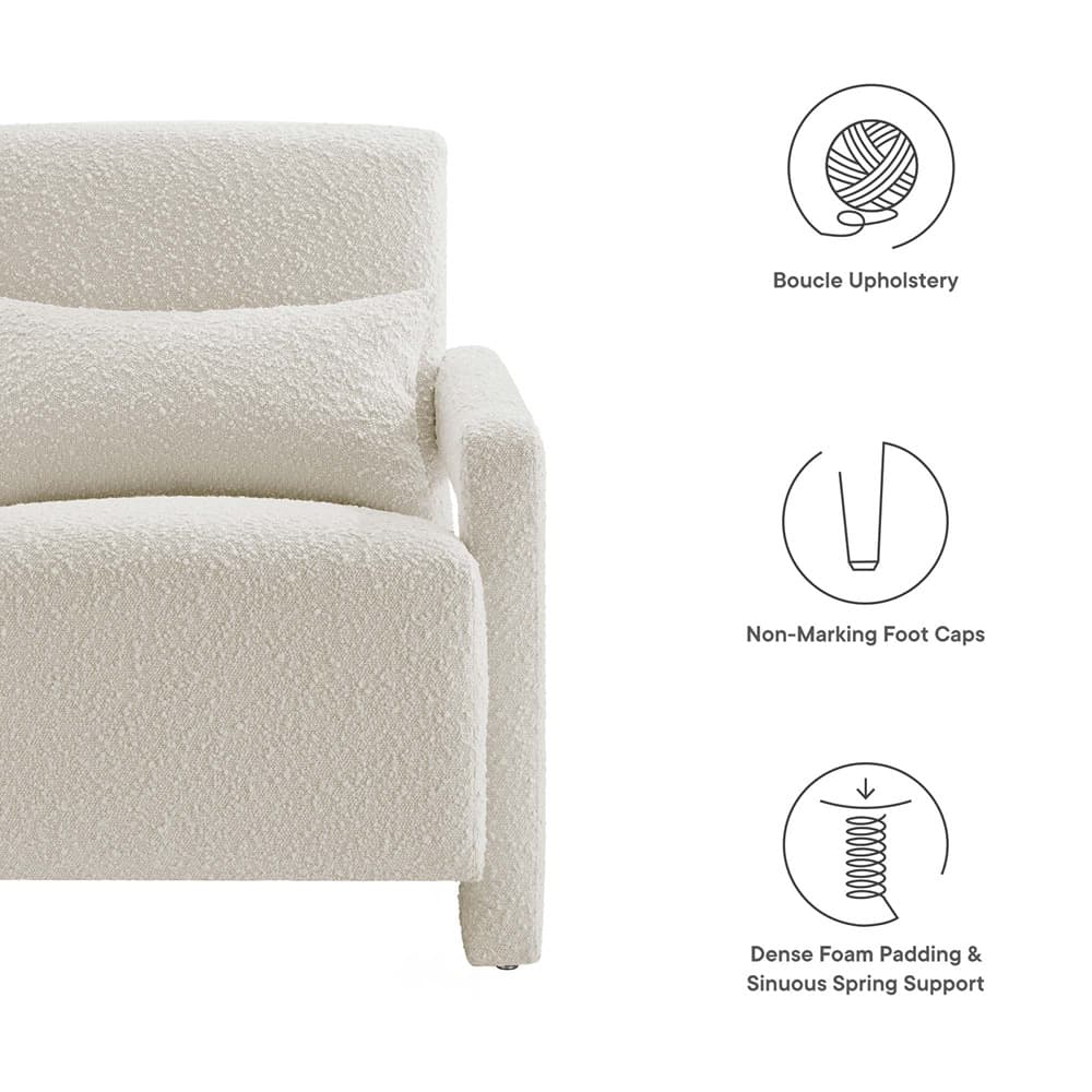 Mirage Boucle Upholstered Armchair in Ivory by Modway - Image 2