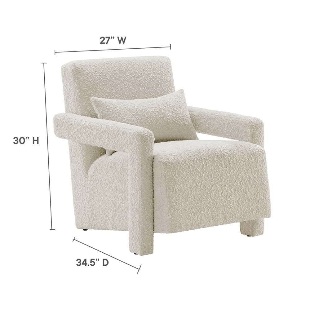 Mirage Boucle Upholstered Armchair in Ivory by Modway - Image 3