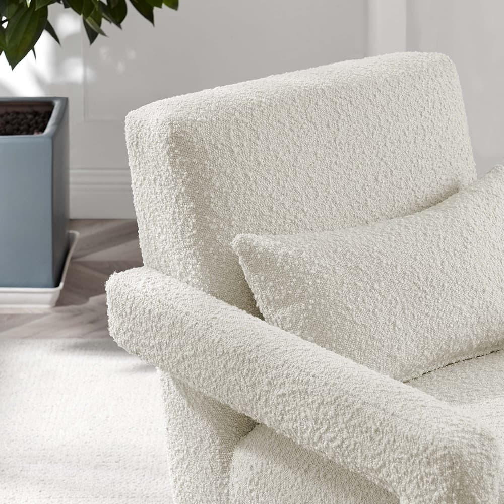 Mirage Boucle Upholstered Armchair in Ivory by Modway - Image 9