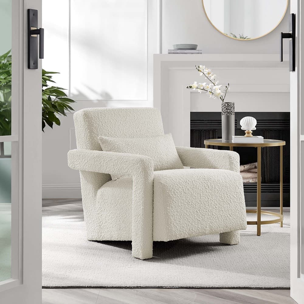 Mirage Boucle Upholstered Armchair in Ivory by Modway - Image 8