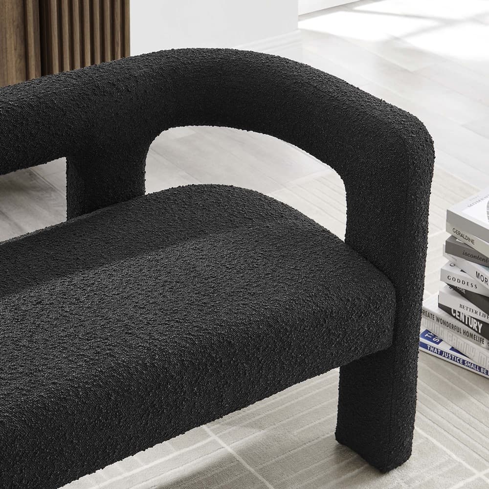 Kayla Boucle Upholstered Loveseat in Black by Modway - Image 9
