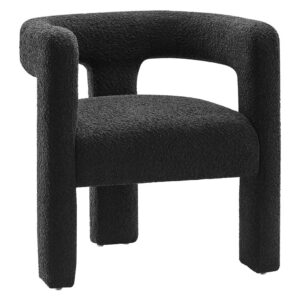Kayla Boucle Upholstered Armchair in Black by Modway