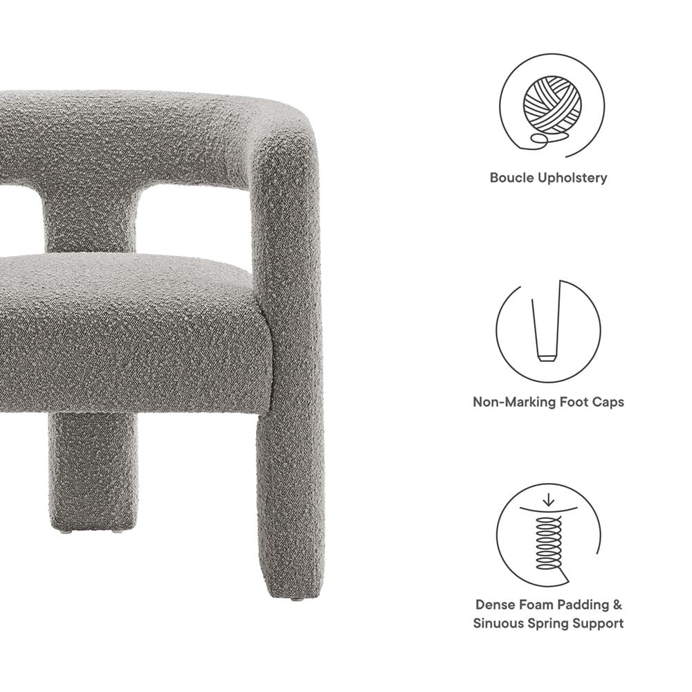 Kayla Boucle Upholstered Armchair in Light Gray by Modway - Image 2