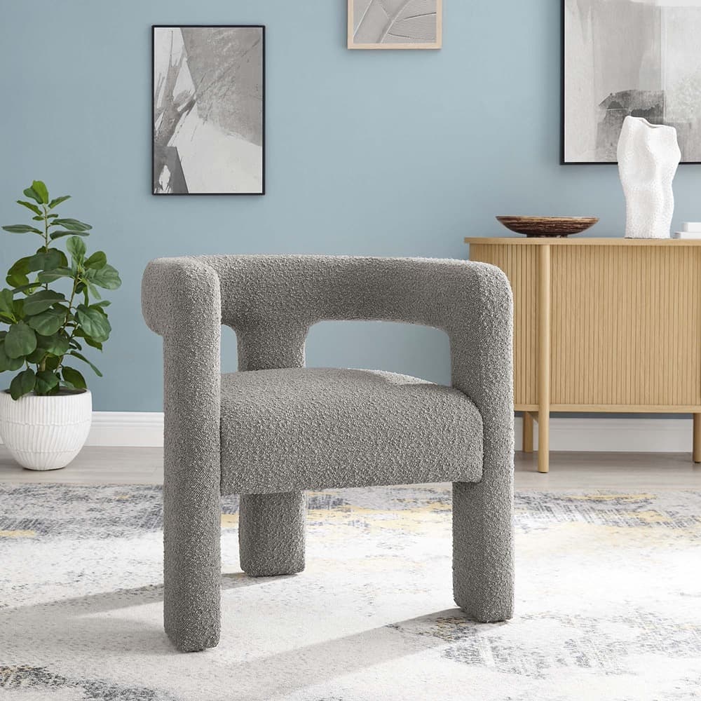 Kayla Boucle Upholstered Armchair in Light Gray by Modway - Image 8