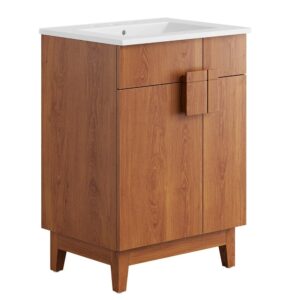 Miles 24" Bathroom Vanity in White Walnut by Modway