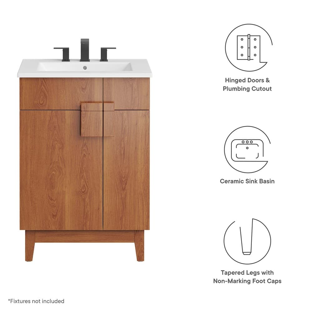 Miles 24" Bathroom Vanity in White Walnut by Modway - Image 3