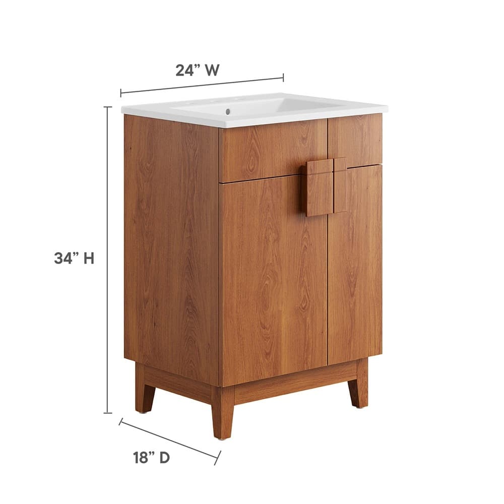 Miles 24" Bathroom Vanity in White Walnut by Modway - Image 2