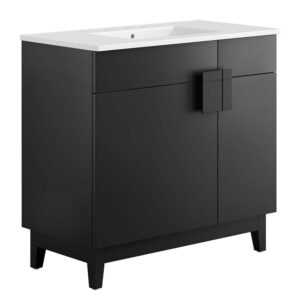 Miles 36" Bathroom Vanity in White Black by Modway