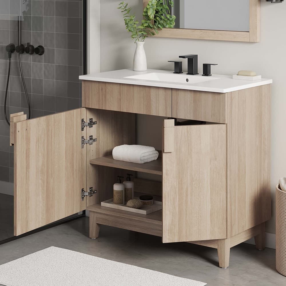 Miles 36" Bathroom Vanity in White Oak by Modway - Image 11
