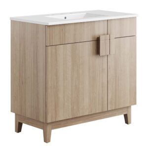 Miles 36" Bathroom Vanity in White Oak by Modway