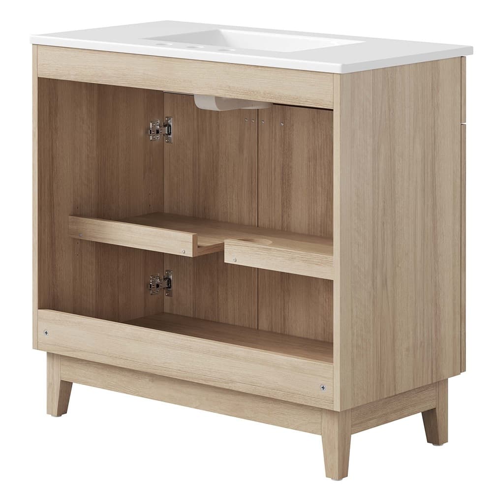 Miles 36" Bathroom Vanity in White Oak by Modway - Image 7