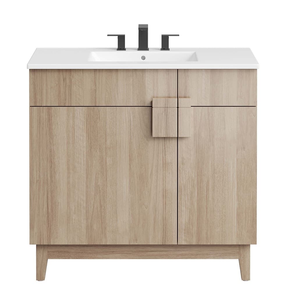Miles 36" Bathroom Vanity in White Oak by Modway - Image 8