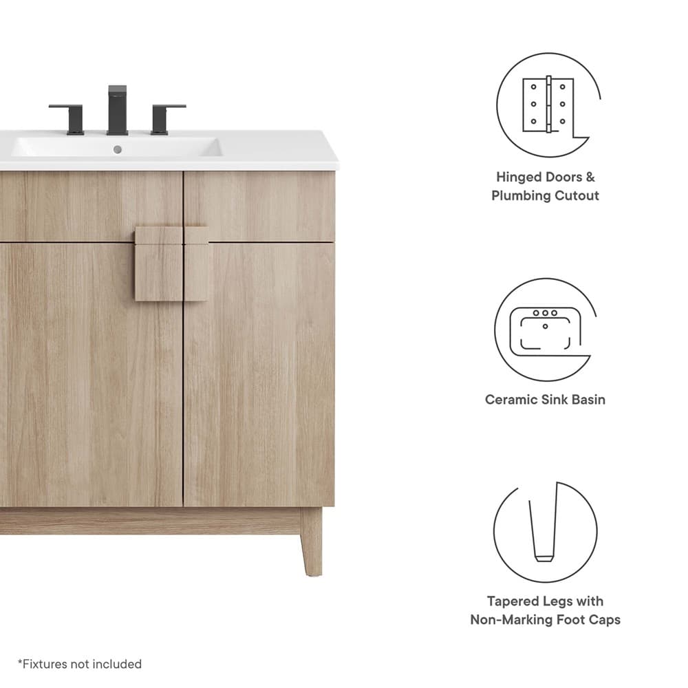 Miles 36" Bathroom Vanity in White Oak by Modway - Image 2