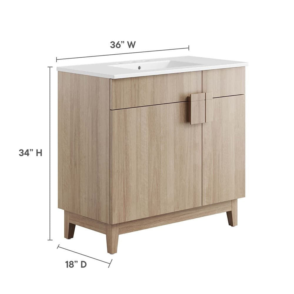 Miles 36" Bathroom Vanity in White Oak by Modway - Image 3