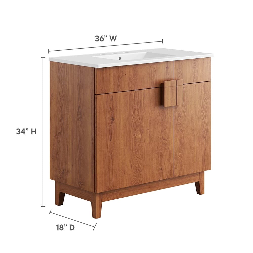 Miles 36" Bathroom Vanity in White Walnut by Modway - Image 3