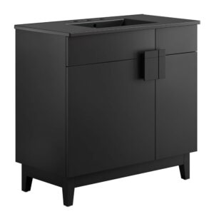 Miles 36" Bathroom Vanity in Black Black by Modway