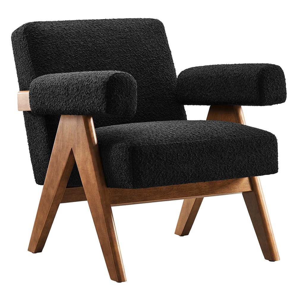 Lyra Boucle Fabric Armchair in Black by Modway