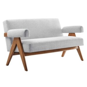 Lyra Fabric Loveseat in Light Gray Fabric by Modway