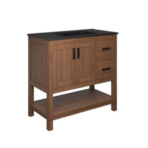 Ashlyn 36" Wood Bathroom Vanity in Walnut Black by Modway