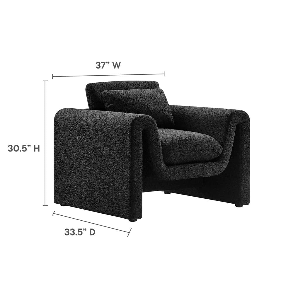 Waverly Boucle Upholstered Armchair in Black by Modway - Image 3