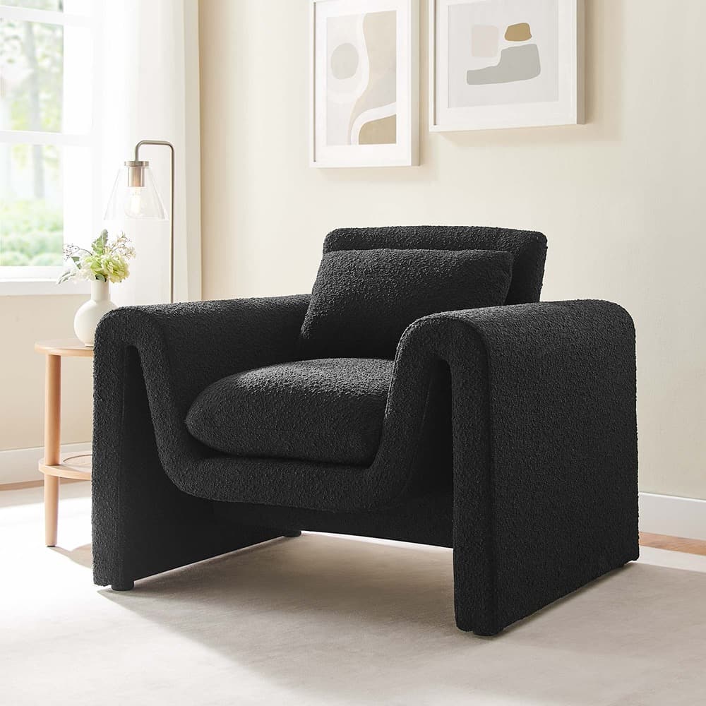 Waverly Boucle Upholstered Armchair in Black by Modway - Image 8